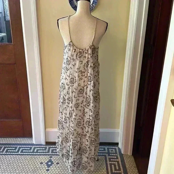 Elena Baldi | Tiered Silk Blend Animal Print Midi/Maxi Dress with Braided Straps - Picture 2 of 9